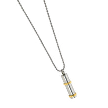 Load image into Gallery viewer, Two-Tone Cylinder Pendant/Necklace Funeral Cremation Urn for Ashes
