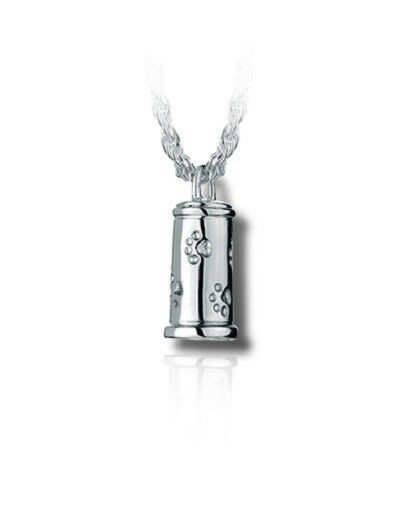 Sterling Silver Small Pet Traditional Cremation Urn Pendant for Ashes w/Chain