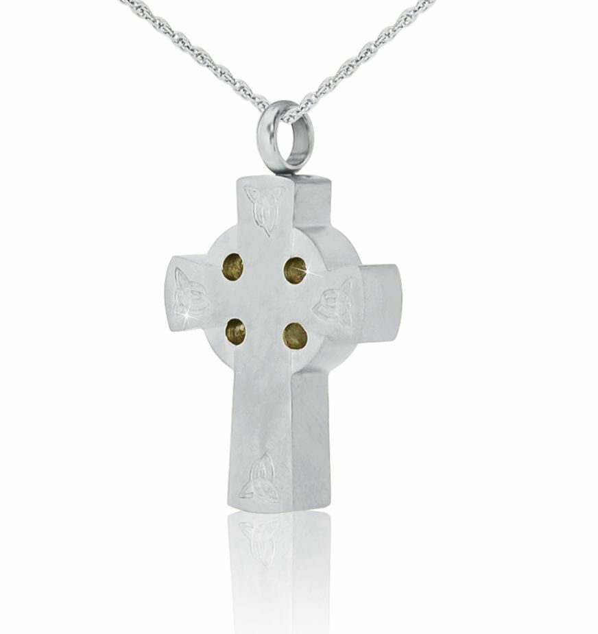 Macroon Stone Cross Stainless Steel Pendant/Necklace Cremation Urn for Ashes
