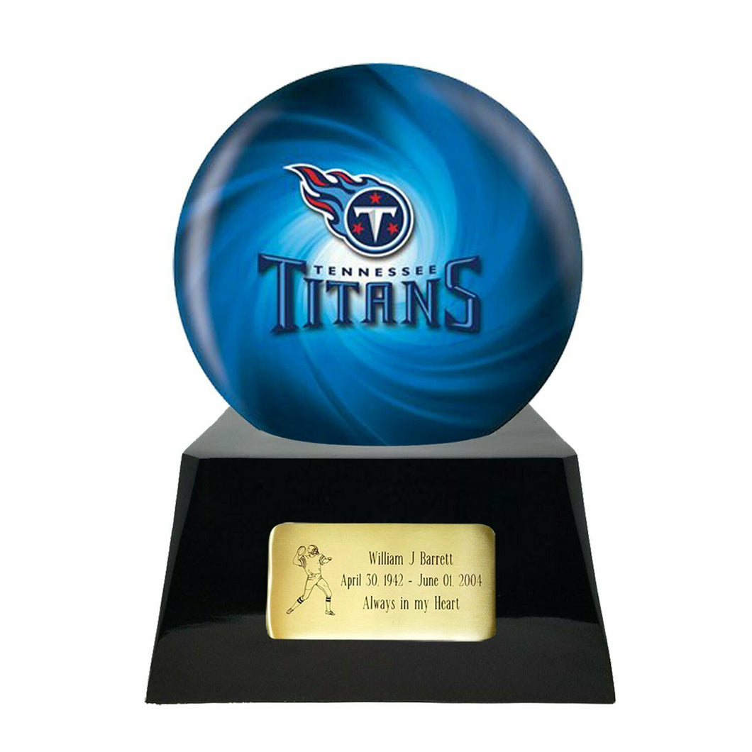 Large/Adult 200 Cubic Inch Tennessee Titans Metal Ball on Cremation Urn Base