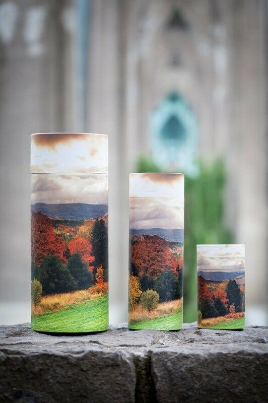 Set of Large, Med & Small Autumn Trees Scattering Tube Cremation Urns for Ashes