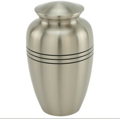 Silver/Pewter Color, Large/Adult Funeral Cremation Urn w. Box,Many Sizes Avail.