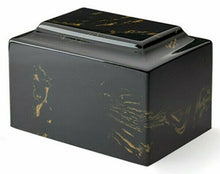 Load image into Gallery viewer, Classic Marble Black &amp; Gold Oversized 325 Cubic Inch Cremation Urn TSA Approved

