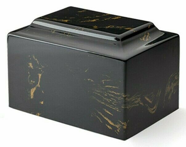 Classic Marble Black & Gold Oversized 325 Cubic Inch Cremation Urn TSA Approved
