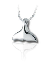 Load image into Gallery viewer, Sterling Silver Whale Tail Funeral Cremation Urn Pendant for Ashes w/Chain

