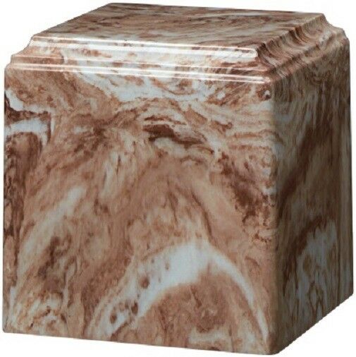 Large/Adult 280 Cubic Inch Cafe Cultured Marble Cube Cremation Urn for Ashes