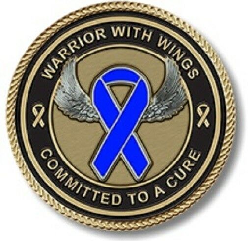 Colon Cancer/Blue Ribbon Medallion for Box Cremation Urn/Flag Case - 3