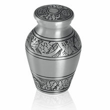 Load image into Gallery viewer, Small/Keepsake 4 Cubic Inches Pewter Vine Brass Cremation Urn for Ashes
