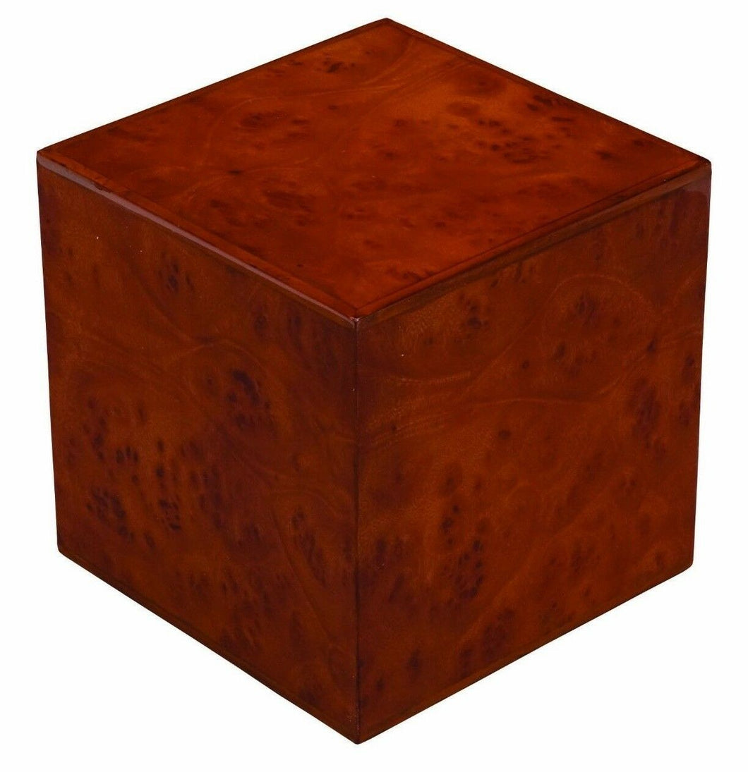 Large/Adult 230 Cubic Inches Burlwood Cube Funeral Cremation Urn for Ashes