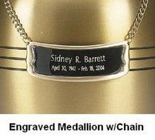 Load image into Gallery viewer, Large/Adult 200 Cubic In. University Of Iowa Hawkeye Metal Funeral Cremation Urn
