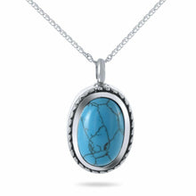 Load image into Gallery viewer, Blue Stone Stainless Steel Pendant/Necklace Funeral Cremation Urn for Ashes
