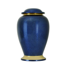 Load image into Gallery viewer, Large/Adult 228 Cubic Inches Gleaming Blue Brass Cremation Urn for Ashes
