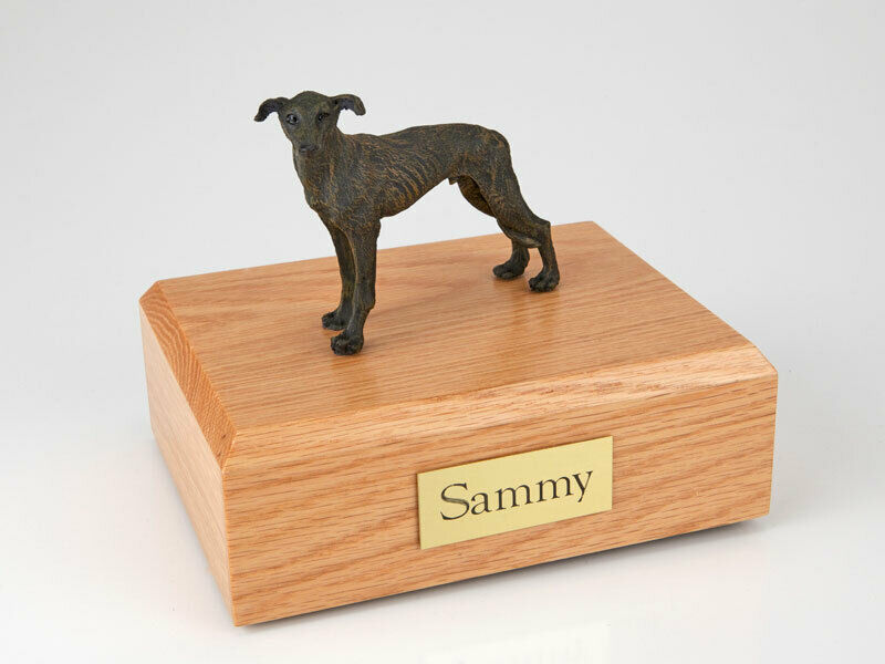 Greyhound, Brindle Stand Pet Cremation Urn Available in 3 Diff Colors & 4 Sizes