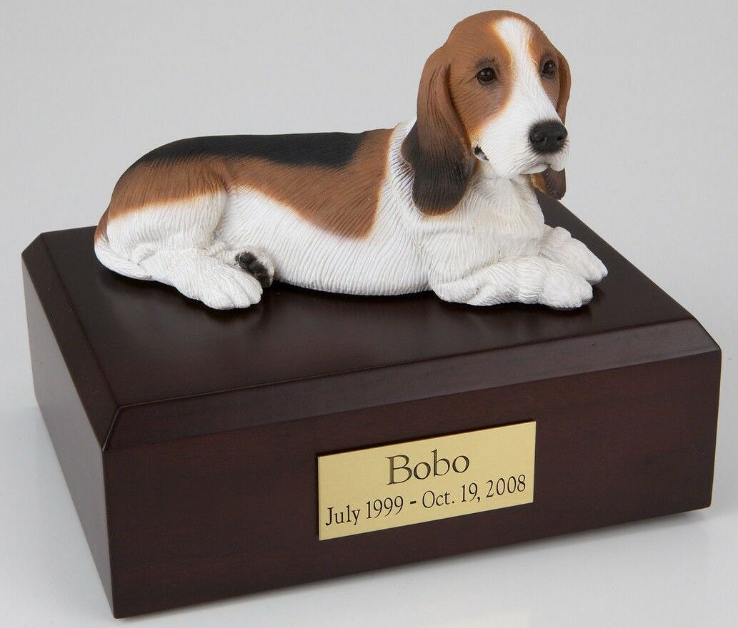 Basset Hound Pet Funeral Cremation Urn Available in 3 Different Colors & 4 Sizes