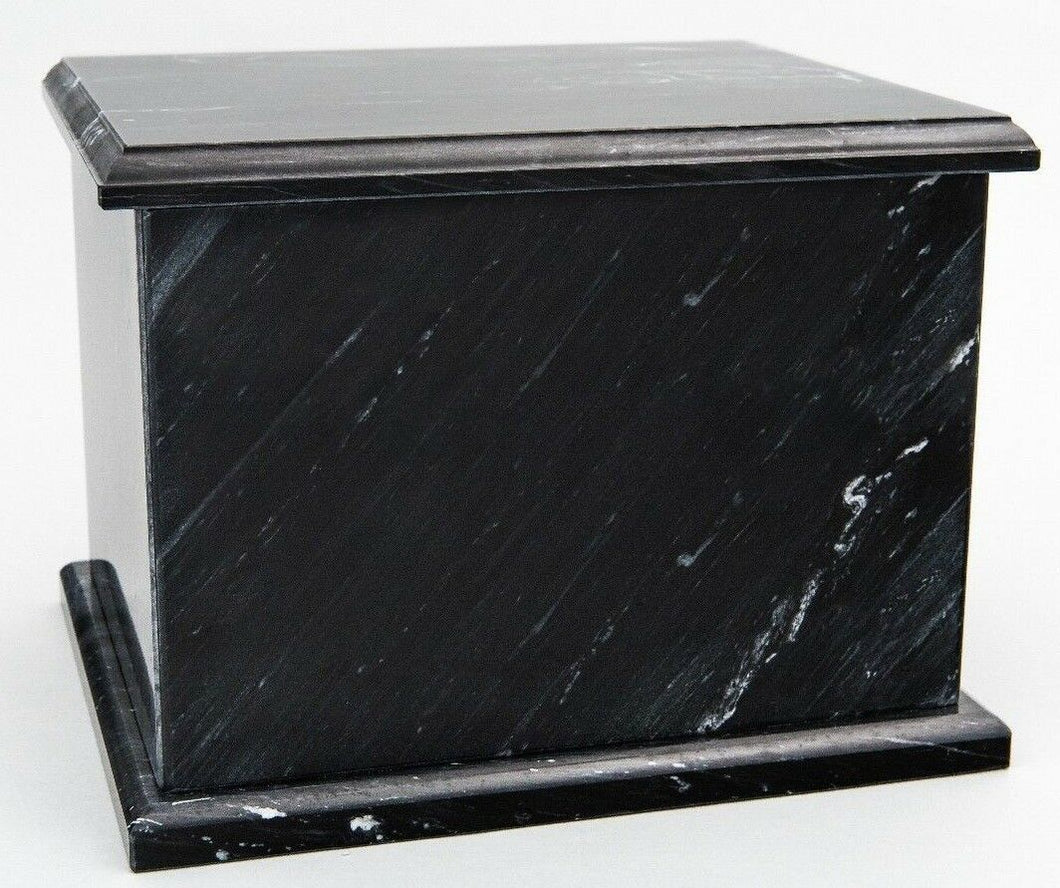 Extra Large 420 Cubic Inches Black Natural Marble Companion Cremation Urn