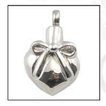 Load image into Gallery viewer, Heart with Ribbon Stainless Steel Funeral Cremation Urn Pendant w/Chain
