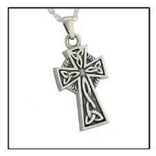 Load image into Gallery viewer, Curvy Cross Sterling Silver Funeral Cremation Urn Pendant w/Chain for Ashes
