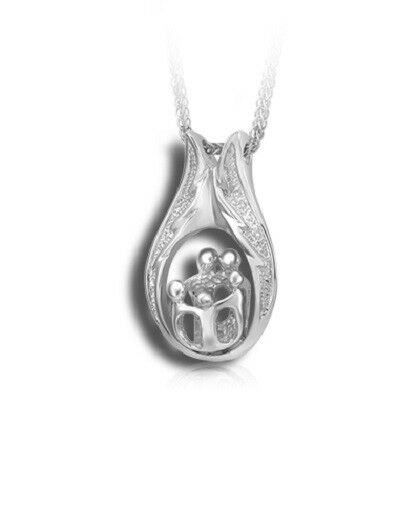 Sterling Silver 2 Adults & 3 Children Funeral Cremation Urn Pendant w/Chain