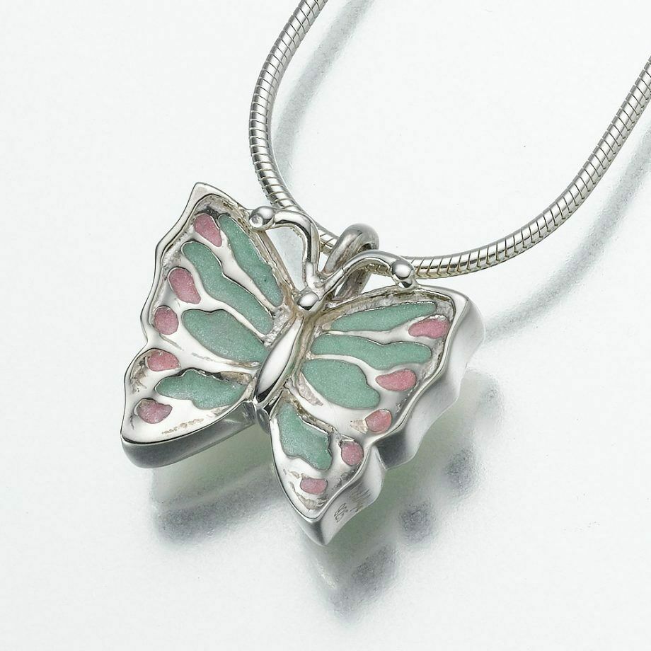 Sterling Silver Small Butterfly Memorial Jewelry Pendant Funeral Cremation Urn