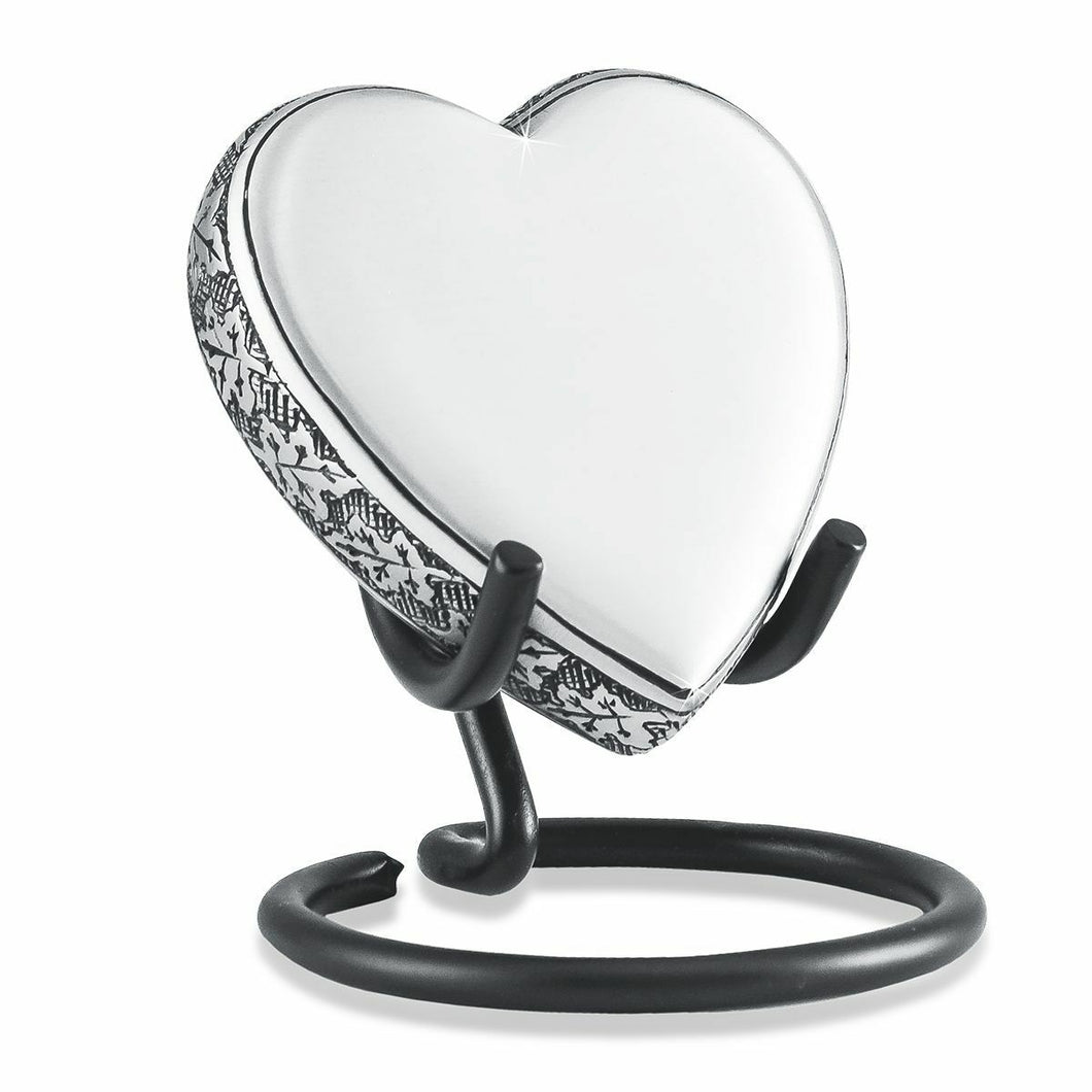 Small/Keepsake 3 Cubic Inch Maple Leaf Heart on Stand  Cremation Urn