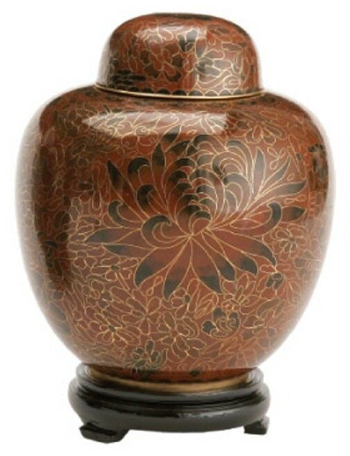 Small/Keepsake Cloisonne 40 Cubic Inches Brown Funeral Cremation Urn