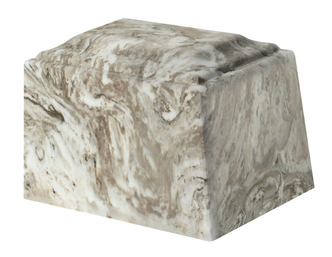 Small/Keepsake 2 Cubic Inch Gray Tuscany Cultured Marble Cremation Urn for Ashes