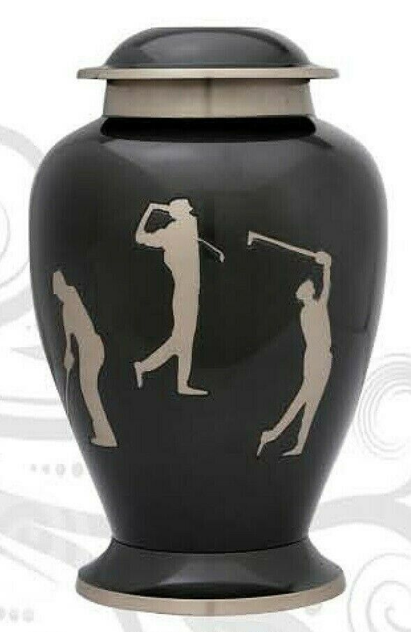 Large/Adult 200 Cubic Inch Brass Slate Golf Memorial Funeral Cremation Urn