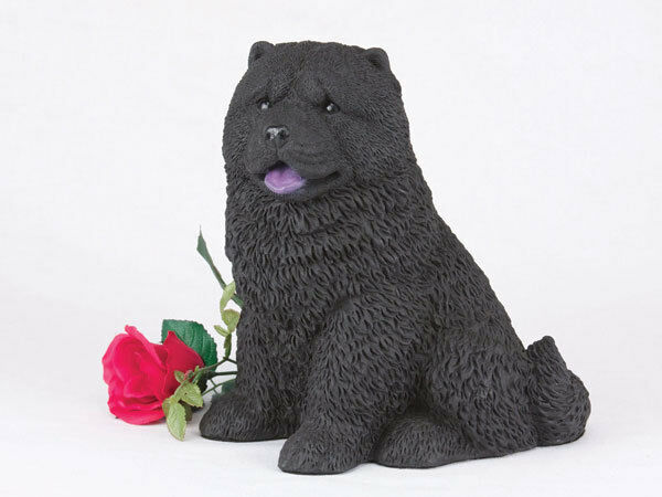 Large 108 Cubic Inches Black Chow Resin Urn for Cremation Ashes