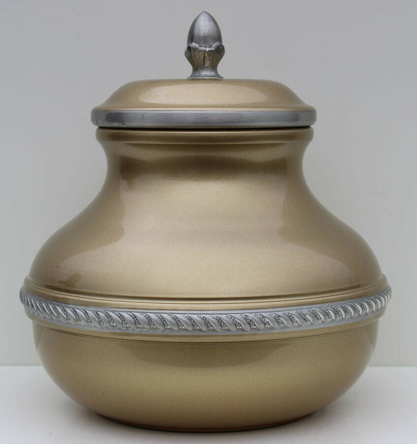 Small/Keepsake 70 Cubic Inch Gold Pewter Odyssey Funeral Cremation Urn for Ashes