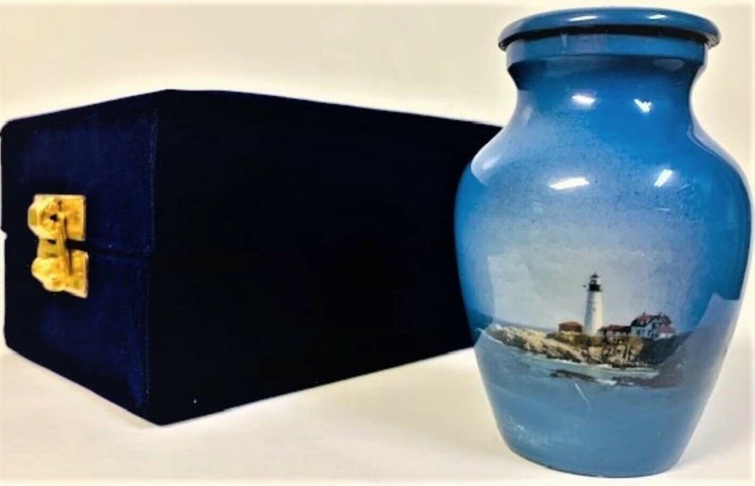 Small/Keepsake 3 Cubic Inch Lighthouse Beacon Aluminum Cremation Urn for Ashes