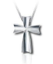 Load image into Gallery viewer, Sterling Silver Satin Cross Funeral Cremation Urn Pendant for Ashes with Chain
