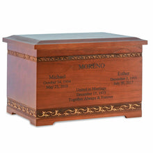 Load image into Gallery viewer, Large/Adult 210 Cubic Inch Cherry Wood with Art Carving Funeral Cremation Urn

