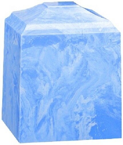 Small/Keepsake 45 Cubic Inch Light Blue Cultured Marble Cremation Urn for Ashes