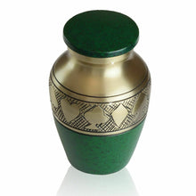 Load image into Gallery viewer, Small/Keepsake 4 Cubic Inches Green Poker Suits Brass Cremation Urn for Ashes
