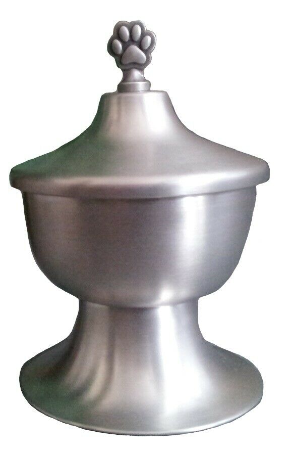 Small/Keepsake 28 Cubic Inch Pewter Pluto Pawprint Pet Cremation Urn for Ashes