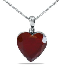 Load image into Gallery viewer, Sterling Silver Red Crystal Heart Pendant/Necklace Cremation Urn for Ashes
