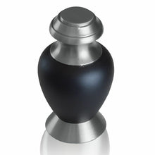 Load image into Gallery viewer, Small/Keepsake 4 Cubic Ins Black &amp; Pewter Brass Funeral Cremation Urn for Ashes

