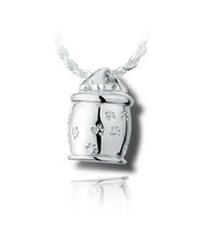 Load image into Gallery viewer, Sterling Silver Dog Cookie Jar Funeral Cremation Urn Pendant for Ashes w/Chain
