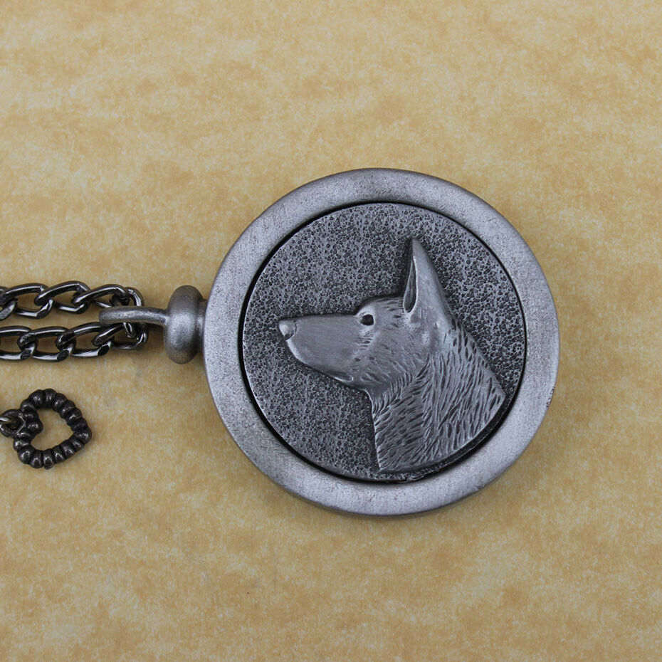 Pewter Keepsake Pet Memory Charm Cremation Urn with Chain - German Shepherd