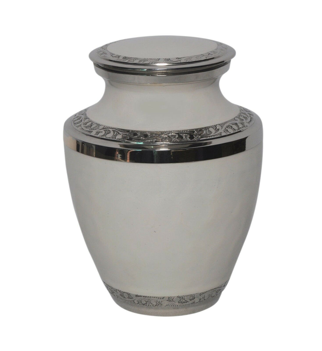Small/Keepsake 90 Cubic Inches Mother of Pearl Silver Brass Cremation Urn