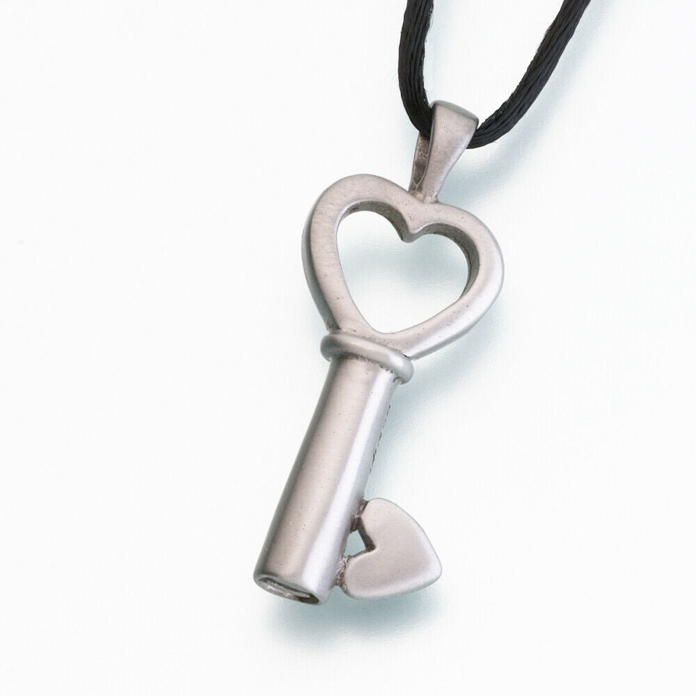 White Bronze Key to My Heart Memorial Jewelry Pendant Funeral Cremation Urn