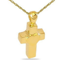 Load image into Gallery viewer, 18K Solid Gold Heart Cross Pendant/Necklace Funeral Cremation Urn for Ashes
