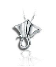 Load image into Gallery viewer, Sterling Silver Mantra Ray Funeral Cremation Urn Pendant for Ashes w/Chain
