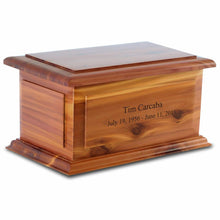 Load image into Gallery viewer, Large/Adult 210 Cubic Inch Alexandria Cedar Wood Funeral Cremation Urn for Ashes
