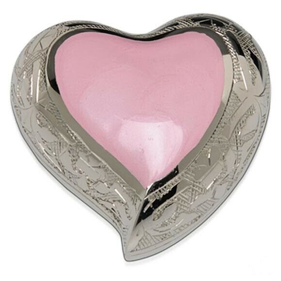 Small/Keepsake 5 Cubic Inch Pink Brass Infant Heart Funeral Cremation Urn