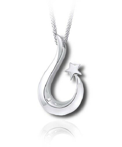 Sterling Silver Shooting Star Funeral Cremation Urn Pendant for Ashes w/Chain