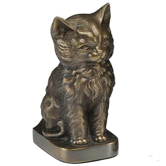 Small/Keepsake 50 Cubic Inch Bronze Sitting Cat Pet Funeral Cremation Urn