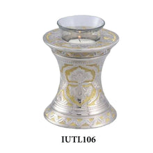Load image into Gallery viewer, Small/Keepsake 20 Cubic Inch Brass Silver and Gold Tealight Cremation Urn
