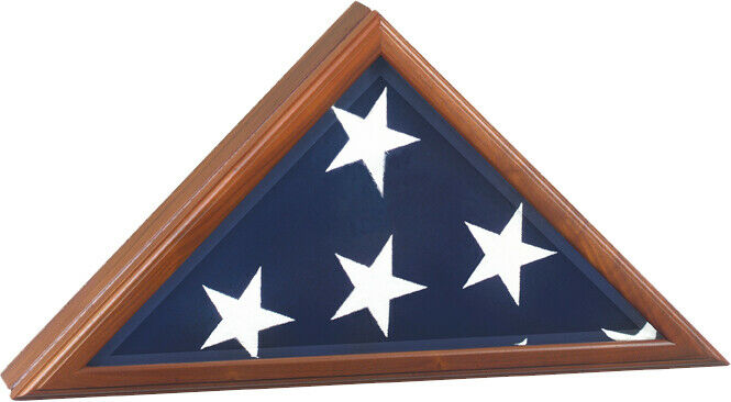 Walnut Presidential Flag Case for 5'X9.5' Flag,Beveled Glass,Cremation Urn Avail
