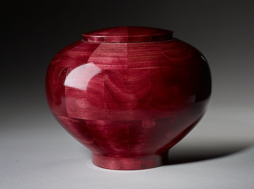 Peony Pink Poplar Wood Adult Funeral Cremation Urn, 225 Cubic Inches